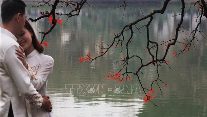 Trong ảnh: Đây cũng là địa điểm đẹp cho các cặp đôi chụp ảnh cưới ngày đầu xuân mới.. Ảnh: Lâm Khánh - TTXVN