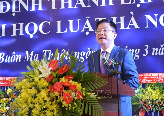 Trong ảnh: Bộ trưởng Bộ Tư pháp Lê Thành Long phát biểu tại buổi lễ. Ảnh: Hoài Thu – TTXVN 