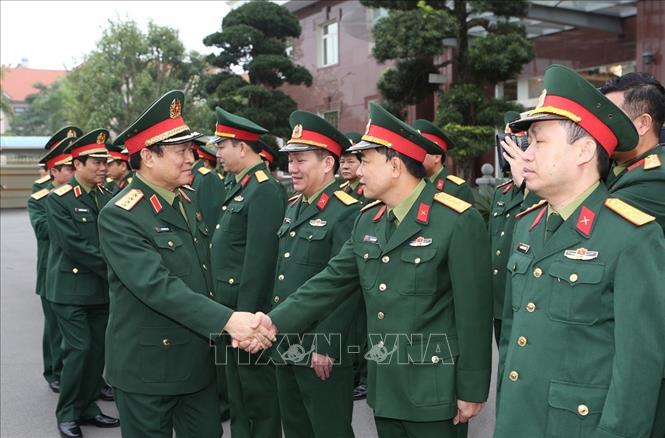 Trong ảnh: Đại tướng Ngô Xuân Lịch, Bộ trưởng Bộ Quốc phòng với cán bộ, lãnh đạo, sĩ quan chỉ huy Tổng Công ty Đông Bắc. Ảnh: Dương Giang – TTXVN