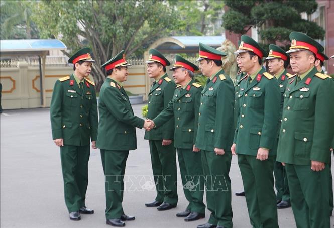 Trong ảnh: Đại tướng Ngô Xuân Lịch, Bộ trưởng Bộ Quốc phòng với cán bộ, lãnh đạo, sĩ quan chỉ huy Tổng Công ty Đông Bắc. Ảnh: Dương Giang – TTXVN