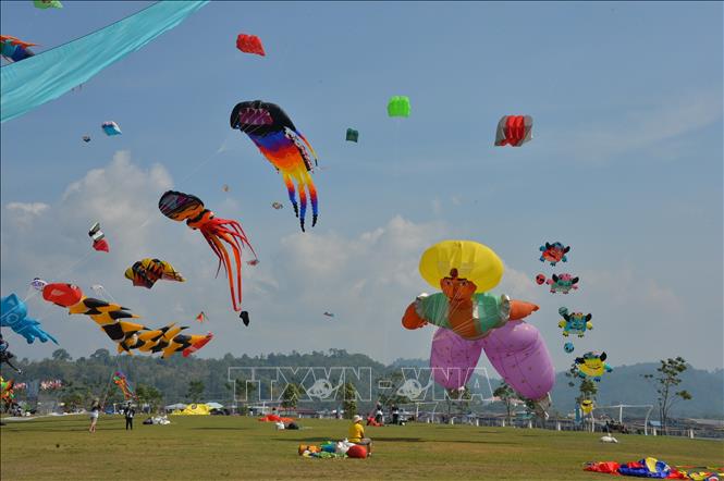 Trong ảnh: Những cánh diều đủ màu sắc bay lượn trên bầu trời tại Lễ hội diều quốc tế ở Bandar Seri Begawan, Brunei, ngày 17/3/2019. Ảnh: THX/ TTXVN