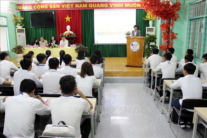 Trong ảnh: Quang cảnh buổi lễ khai giảng lớp học tiếng Nhật – Xuất khẩu lao động tại Trung tâm Dịch vụ việc làm tỉnh Đồng Tháp. Ảnh: Anh Tuấn – TTXVN