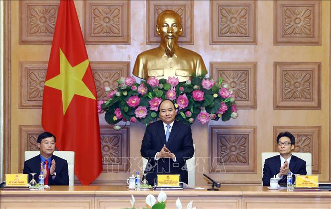 Trong ảnh: Thủ tướng Nguyễn Xuân Phúc phát biểu tại buổi làm việc. Ảnh: Thống Nhất – TTXVN

