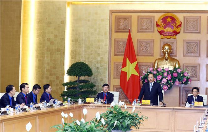 Trong ảnh: Thủ tướng Nguyễn Xuân Phúc phát biểu tại buổi làm việc. Ảnh: Thống Nhất – TTXVN