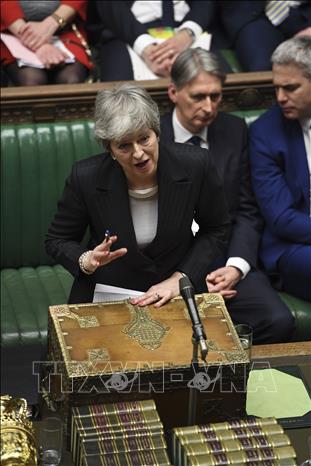 Trong ảnh: Thủ tướng Anh Theresa May (phía trước) tại phiên họp của Hạ viện ở London ngày 20/3/2019. Ảnh: THX/TTXVN