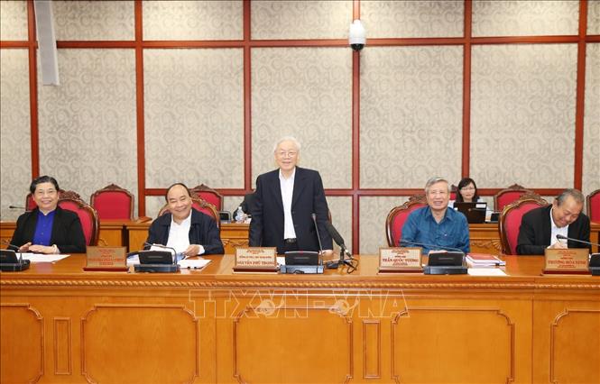 Trong ảnh: Tổng Bí thư, Chủ tịch nước Nguyễn Phú Trọng phát biểu kết luận cuộc họp. Ảnh : Trí Dũng – TTXVN