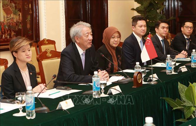 Trong ảnh: Phó Thủ tướng Singapore Tiêu Chí Hiền tại cuộc hội đàm. Ảnh: Doãn Tấn - TTXVN