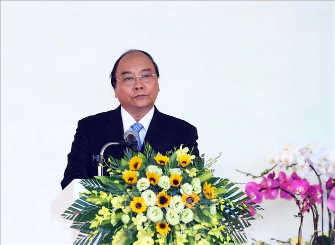 Trong ảnh: Thủ tướng Nguyễn Xuân Phúc phát biểu tại lễ khởi công. Ảnh: Thống Nhất - TTXVN