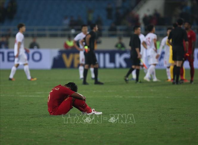 Trong ảnh: Dù đã rất nỗ lực và có một trận đấu tốt trước U23 Việt Nam, nhưng U23 Indonesia vẫn phải nhận thêm trận thua thứ hai ở vòng loại bảng K Giải vô địch bóng đá U23 Châu Á 2020. Ảnh: Trọng Đạt - TTXVN
