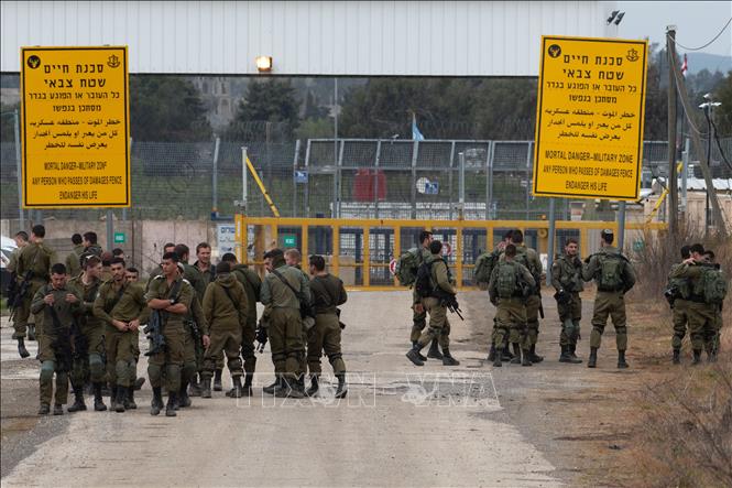 Trong ảnh: Binh sĩ Israel được triển khai tại cửa khẩu Quneitra ở Cao nguyên Golan do Israel chiếm đóng, ngày 23/3/2019. Ảnh: THX/ TTXVN