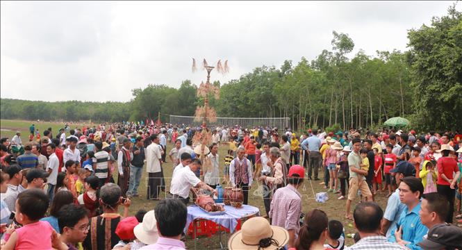 Trong ảnh: Quang cảnh lễ phá Bàu Vàng. Ảnh: K GỬIH -TTXVN
