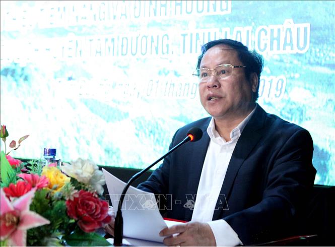 Trong ảnh: Phó Chủ tịch UBND tỉnh Lai Châu Tống Thanh Hải phát biểu. Ảnh: Quý Trung – TTXVN