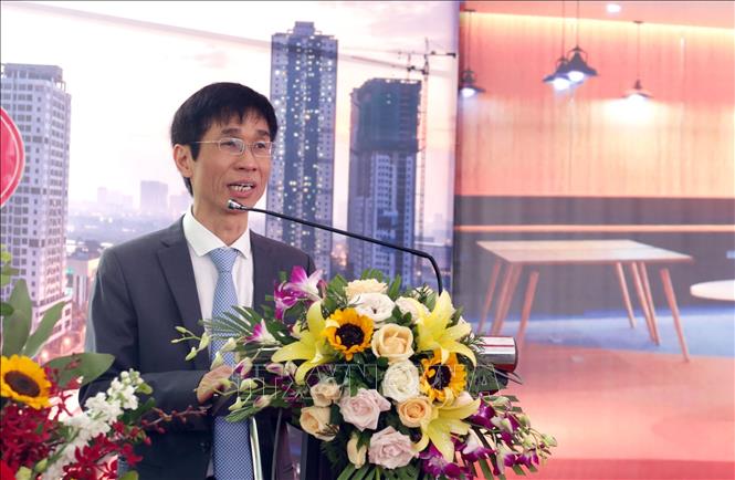 Trong ảnh: Ông Nguyễn Trung Quỳnh, Phó Trưởng Ban quản lý Khu Công nghệ cao Hòa Lạc phát biểu tại Lễ ra mắt. Ảnh: Anh Tuấn – TTXVN