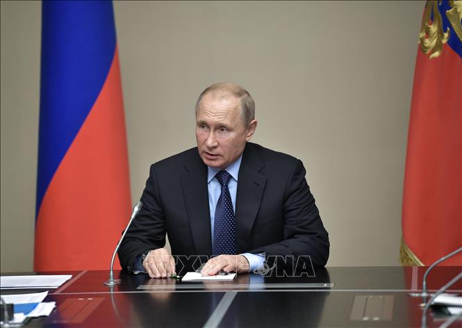 Trong ảnh (tư liệu): Tổng thống Nga Vladimir Putin trong cuộc họp tại thủ đô Moskva. Ảnh: AFP/ TTXVN