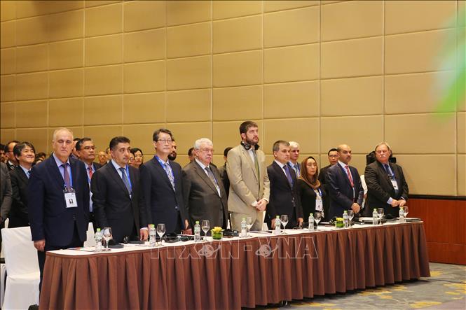 Trong ảnh: Đại diện lãnh đạo các hãng thông tấn thành viên OANA dự hội nghị Ảnh: TTXVN
