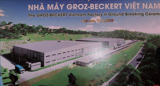 Trong ảnh: Mô hình Nhà máy Groz – Beckert Việt Nam II (giai đoạn 2) sau khi hoàn thành. Ảnh: Tuấn Linh - TTXVN phát