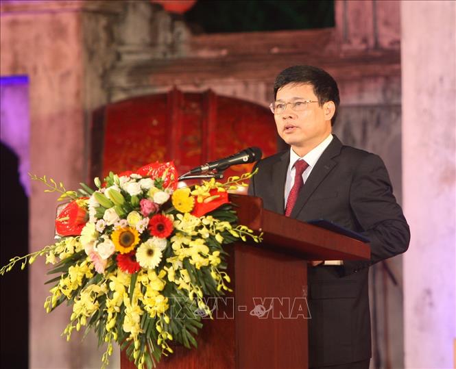 Trong ảnh: Phó Chủ tịch UBND thành phố Hà Nội Ngô Văn Quý đọc diễn văn kỷ niệm. Ảnh: Thanh Tùng-TTXVN