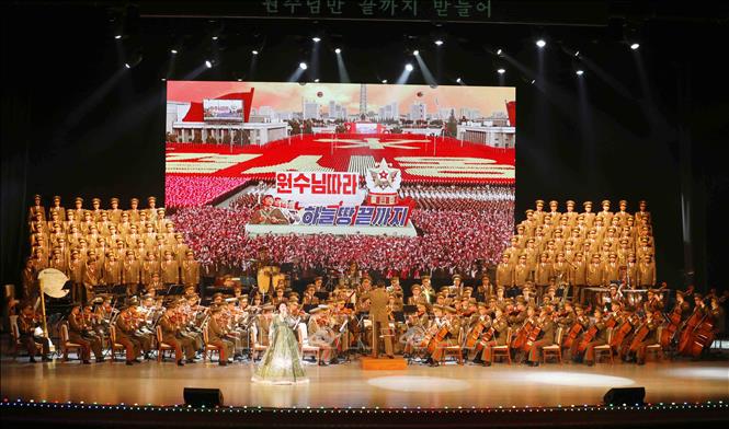 Trong ảnh: Tiết mục hòa nhạc của Dàn nhạc Công Huân quốc gia Triều Tiên. Ảnh: Phương Hoa - TTXVN