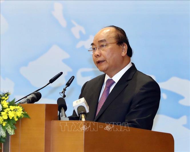Trong ảnh: Thủ tướng Nguyễn Xuân Phúc, Trưởng Ban Chỉ đạo quốc gia về hội nhập quốc tế phát biểu. Ảnh: Thống Nhất – TTXVN