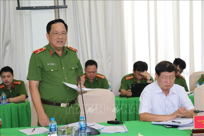 Trong ảnh: Thiếu tướng Đỗ Minh Dũng, Phó Cục trưởng Cục Cảnh sát PCCC và Cứu nạn Cứu hộ phát biểu. Ảnh: Ngọc Thiện - TTXVN