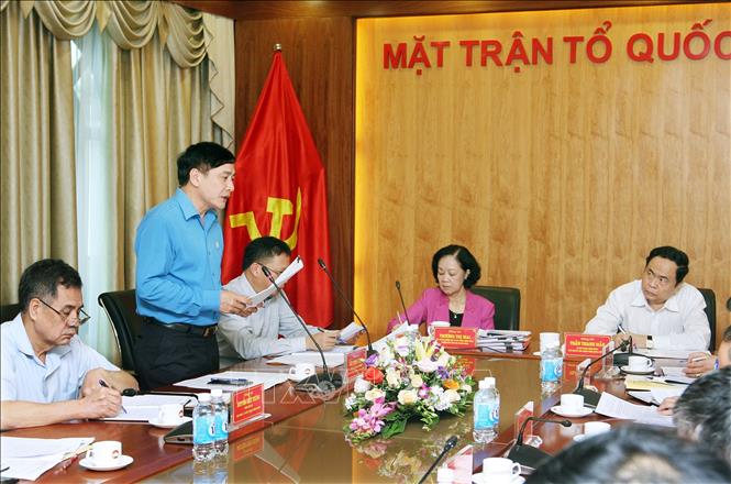 Trong ảnh: Chủ tịch Tổng Liên đoàn Lao động Việt Nam Bùi Văn Cường (thành viên đoàn) phát biểu. Ảnh: Nguyễn Dân -TTXVN