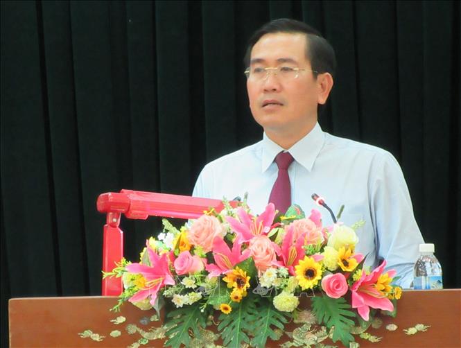 Trong ảnh: Phó Chủ tịch UBND tỉnh Ninh Thuận Phạm Văn Hậu phát biểu tại Hội thảo. Ảnh: Nguyễn Thành –TTXVN