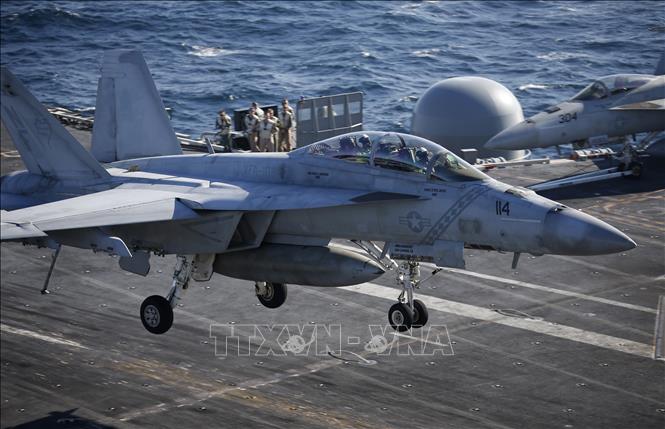Trong ảnh (tư liệu): Máy bay Boeing F/A-18 Super Hornet của Hải quân Mỹ tham gia cuộc tập trận chung Mỹ - Hàn ở vùng biển phía Tây Hàn Quốc ngày 28/10/2015. Ảnh: AFP/TTXVN