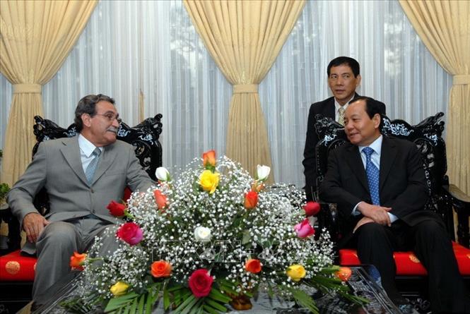 Trong ảnh: Bí thư Thành ủy TP Hồ Chí Minh Lê Thanh Hải tiếp Chủ tịch Đảng Cộng sản Brazil Renato Rabelo, ngày 9/5/2008, nhân chuyến thăm, làm việc tại Việt Nam. Ảnh: Tràng Dương-TTXVN