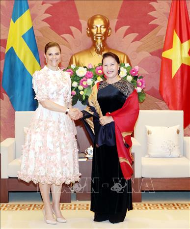 Trong ảnh: Chủ tịch Quốc hội Nguyễn Thị Kim Ngân tiếp Công chúa kế vị Thụy Điển Victoria Ingrid Alice Desiree đang ở thăm Việt Nam. Ảnh: Trọng Đức - TTXVN