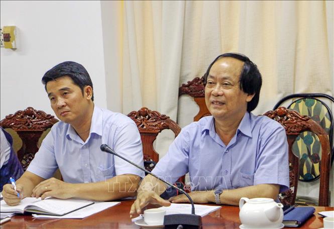 Phó Tổng Giám đốc Tổng Công ty Cửu Long Nguyễn Ngọc Toan phát biểu tại buổi làm việc. Ảnh: Thanh Liêm - TTXVN