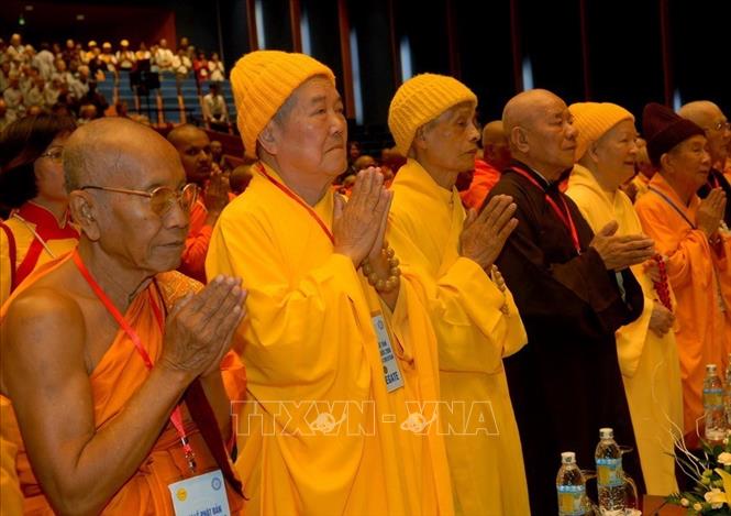 Trong ảnh: Các đại biểu tham dự Lễ khai mạc Đại lễ Phật đản Liên hợp quốc năm 2008, ngày 14/5/2008, tại Trung tâm Hội nghị quốc gia (Hà Nội). Ảnh: TTXVN                                                                                                          