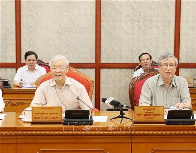 Trong ảnh: Tổng Bí thư, Chủ tịch nước Nguyễn Phú Trọng phát biểu tại cuộc họp Bộ Chính trị. Ảnh: Trí Dũng – TTXVN