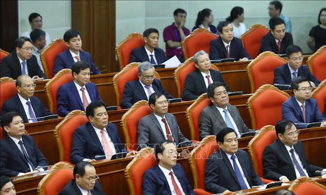 Trong ảnh: Các đồng chí lãnh đạo Đảng, Nhà nước và các đại biểu dự Hội nghị. Ảnh: Thống Nhất - TTXVN