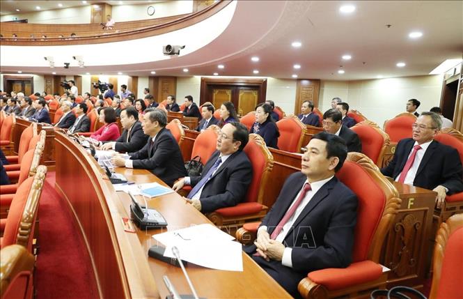 Trong ảnh: Các đồng chí lãnh đạo Đảng, Nhà nước và các đại biểu dự Hội nghị. Ảnh: Trí Dũng –TTXVN