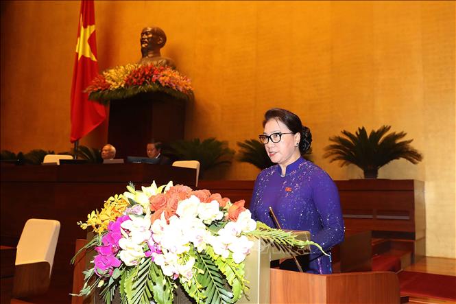 Trong ảnh: Chủ tịch Quốc hội Nguyễn Thị Kim Ngân phát biểu khai mạc kỳ họp. Ảnh: Trọng Đức - TTXVN