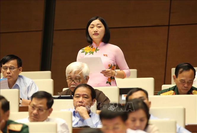 Trong ảnh: Đại biểu Quốc hội tỉnh Cao Bằng Triệu Thanh Dung phát biểu ý kiến. Ảnh: Doãn Tấn - TTXVN