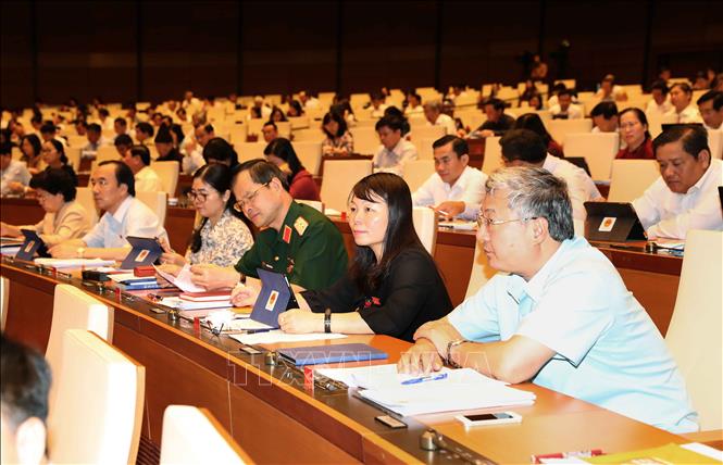 Trong ảnh: Đoàn đại biểu Quốc hội tỉnh Bắc Giang. Ảnh: Doãn Tấn - TTXVN