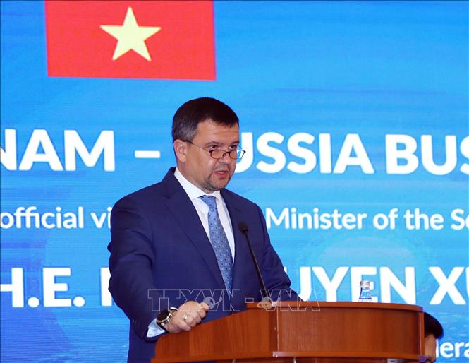Trong ảnh: Phó Thủ tướng Liên bang Nga Maxim Akimov phát biểu. Ảnh: Thống Nhất – TTXVN
