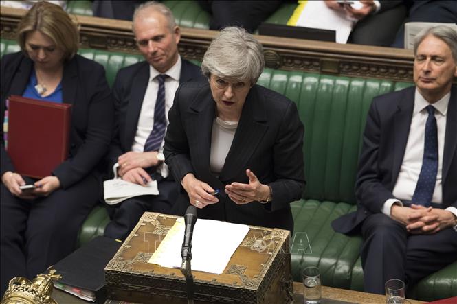 Trong ảnh: Thủ tướng Anh Theresa May trong phiên trả lời chất vấn tại Hạ viện ở London ngày 22/5/2019. Ảnh: AFP/TTXVN