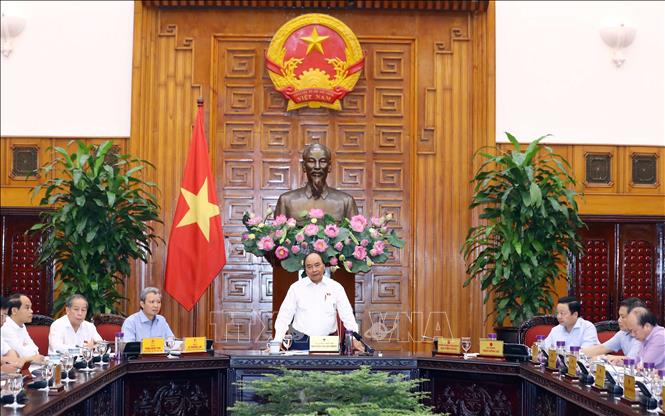 Trong ảnh: Thủ tướng Nguyễn Xuân Phúc phát biểu tại buổi làm việc Ảnh: Thống Nhất -TTXVN