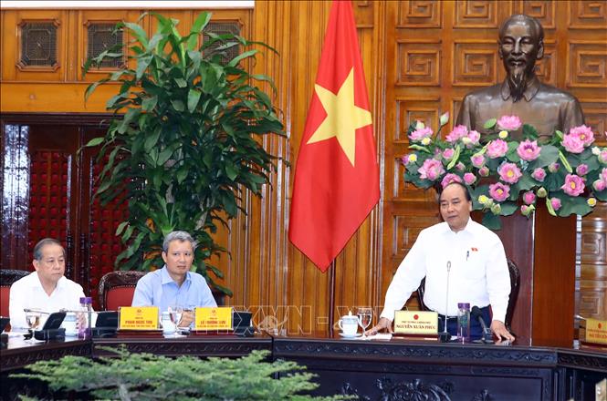 Trong ảnh: Thủ tướng Nguyễn Xuân Phúc phát biểu tại buổi làm việc Ảnh: Thống Nhất -TTXVN