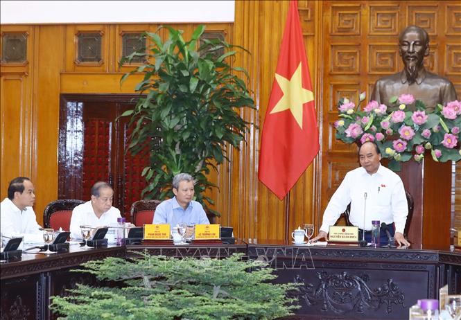 Trong ảnh: Thủ tướng Nguyễn Xuân Phúc phát biểu tại buổi làm việc Ảnh: Thống Nhất -TTXVN