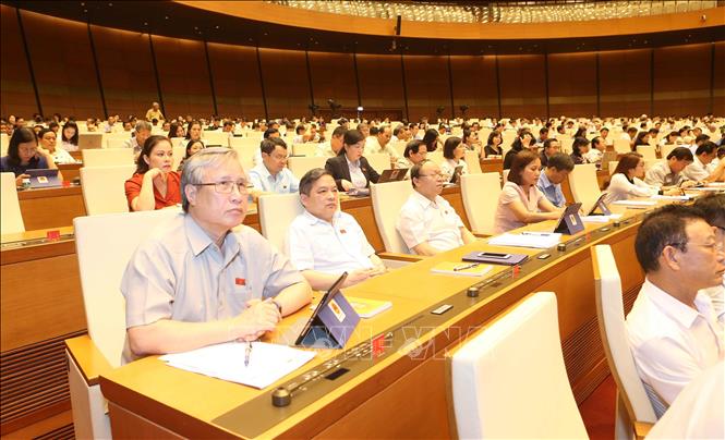 Trong ảnh: Đoàn đại biểu quốc hội tỉnh Yên Bái dự phiên họp. Ảnh: Doãn Tấn - TTXVN