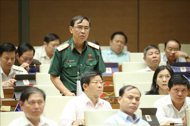 Trong ảnh: Đại biểu Quốc hội Thành phố Hồ Chí Minh Nguyễn Minh Hoàng phát biểu ý kiến. Ảnh: Doãn Tấn - TTXVN