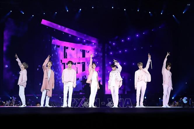 Trong ảnh: Ban nhạc BTS tại sân vận động MetLife ở New Jersey, Mỹ, ngày 19/5/2019. Ảnh: Yonhap/TTXVN