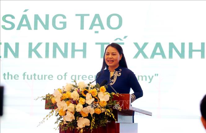 Trong ảnh: Chủ tịch Hội Liên hiệp Phụ nữ Việt Nam Nguyễn Thị Thu Hà phát biểu khai mạc. Ảnh: Anh Tuấn – TTXVN