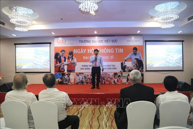 Trong ảnh: Quang cảnh buổi giới thiệu Chương trình đào tạo mới của Trường Đại học Việt Đức. Ảnh: Nguyễn Văn Việt -TTXVN
