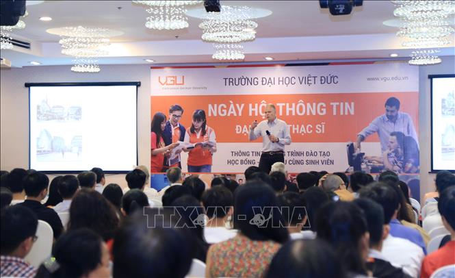 Trong ảnh: Quang cảnh buổi giới thiệu Chương trình đào tạo mới của và thông tin tuyển sinh năm 2019 của Trường Đại học Việt Đức. Ảnh: Nguyễn Văn Việt -TTXVN