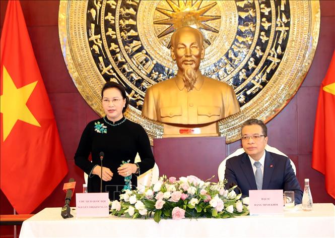 Chủ tịch Quốc hội Nguyễn Thị Kim Ngân phát biểu. Ảnh: Trọng Đức - TTXVN