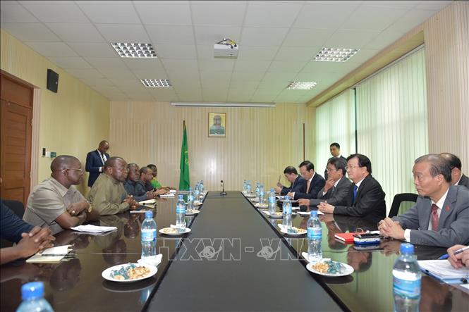 Trong ảnh: Phó Thủ tướng Trịnh Đình Dũng làm việc với Phó Chủ tịch Đảng Cách mạng Tanzania (CCM) Philip Mangula. Ảnh: Đình Lượng - TTXVN